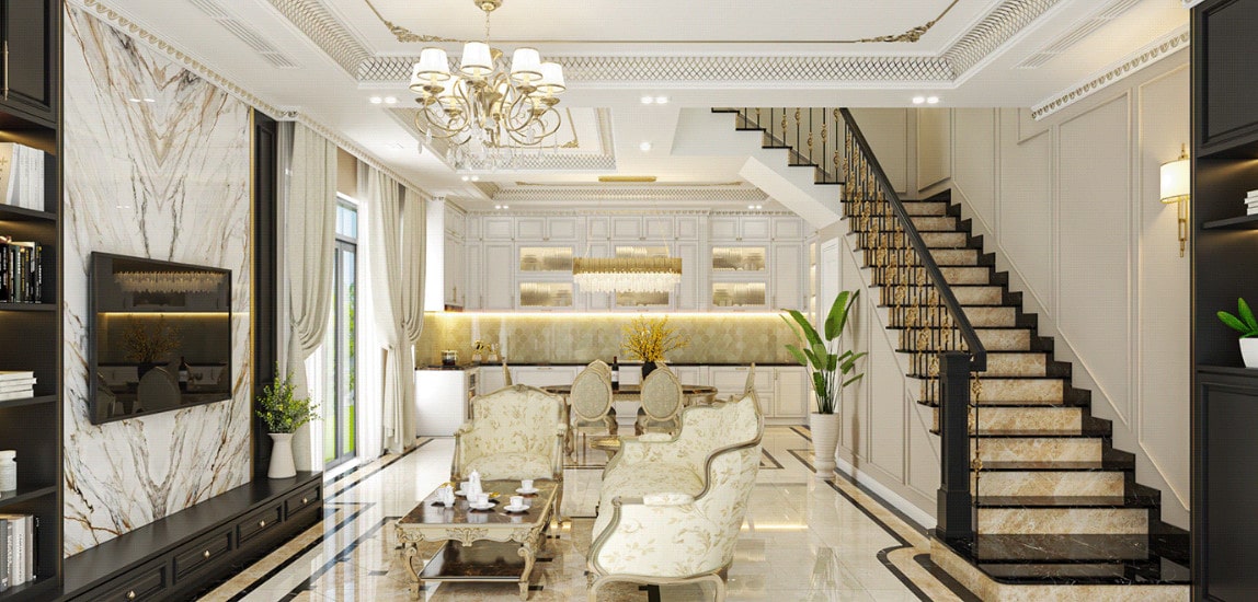 mẫu nhà phố 2 tầng tân cổ điển