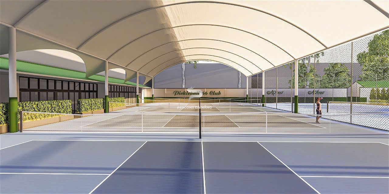 thiết kế sân pickleball có mái che